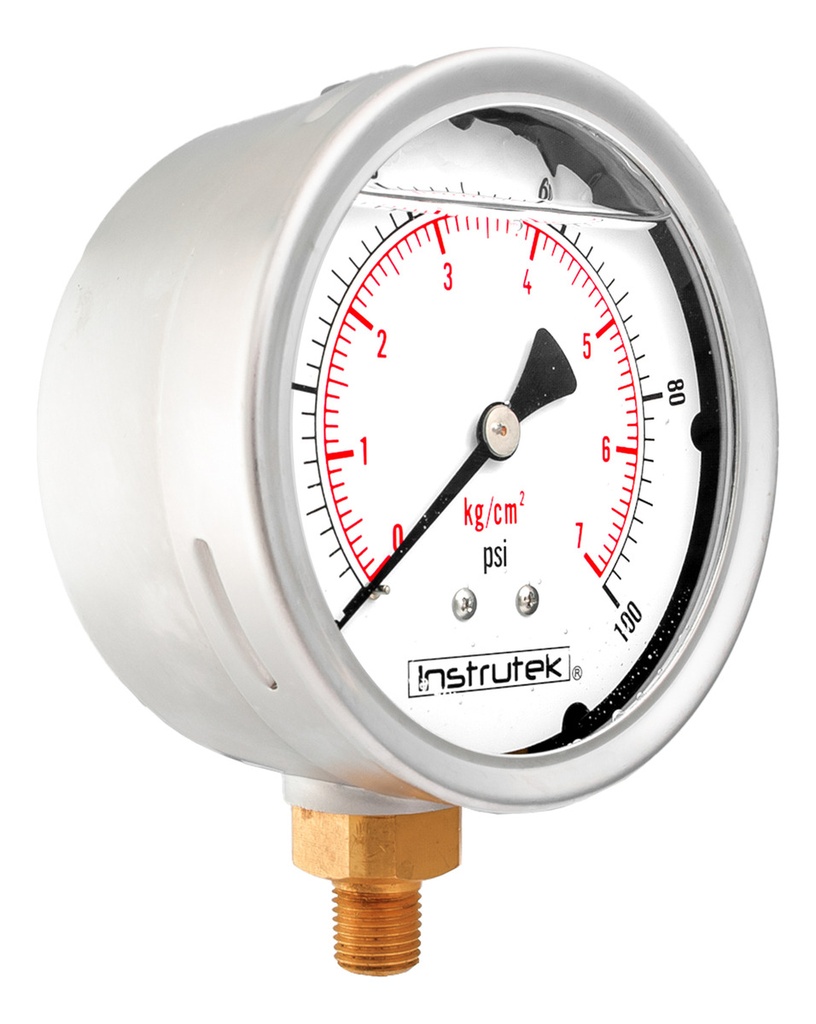 Manómetro Inox Glicerina 4 PLG, 100 Psi (aire, Agua)