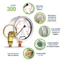 Manómetro Inox Alta Presión Glicerina 4 PLG, 1500 Psi