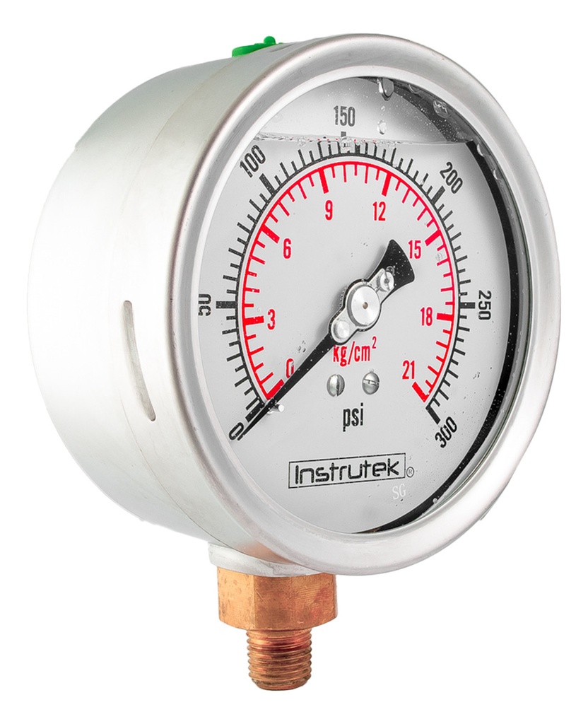 Manómetro Inox Glicerina 4 PLG, 300 Psi (aire, Agua)