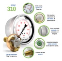 Manómetro Inox Alta Presión Glicerina 4 PLG, 10000 Psi