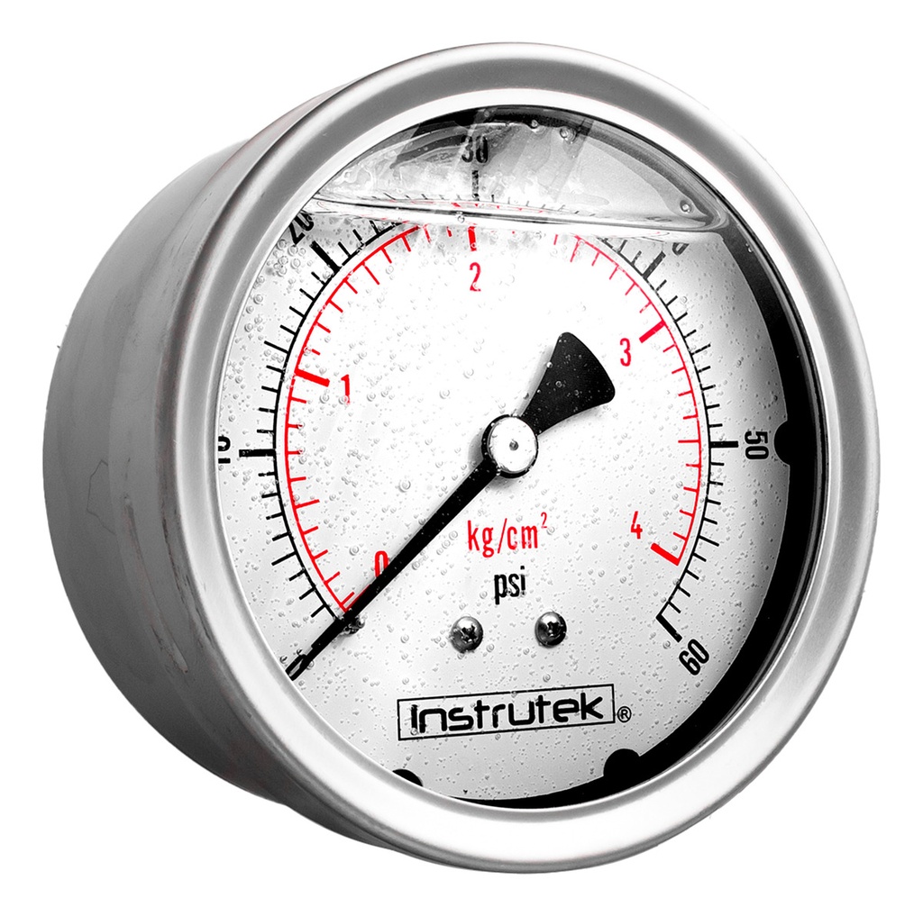 Manómetro Inox Glicerina 4 PLG, 60 Psi (aire, Agua)