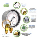Manómetro Premium Inox Glicerina Carátula 4 PLG , 200 Psi
