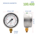 Manómetro Premium Inox Glicerina Carátula 4 PLG , 30 Psi