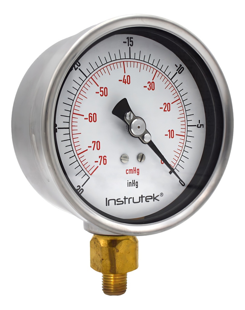 Vacuómetro Premium Glicerina 4 PLG, -30 Inhg (eq. Vacío)