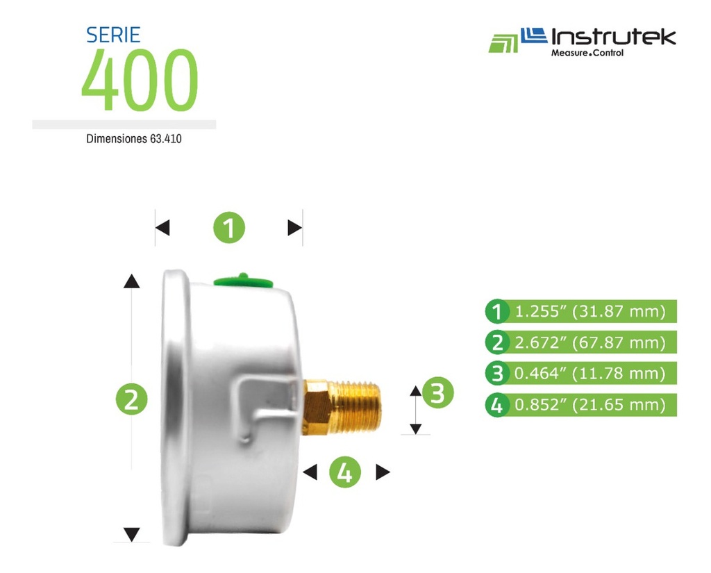 Manómetro Premium Inox Glicerina 2.5pLG 250 Bar Bspp
