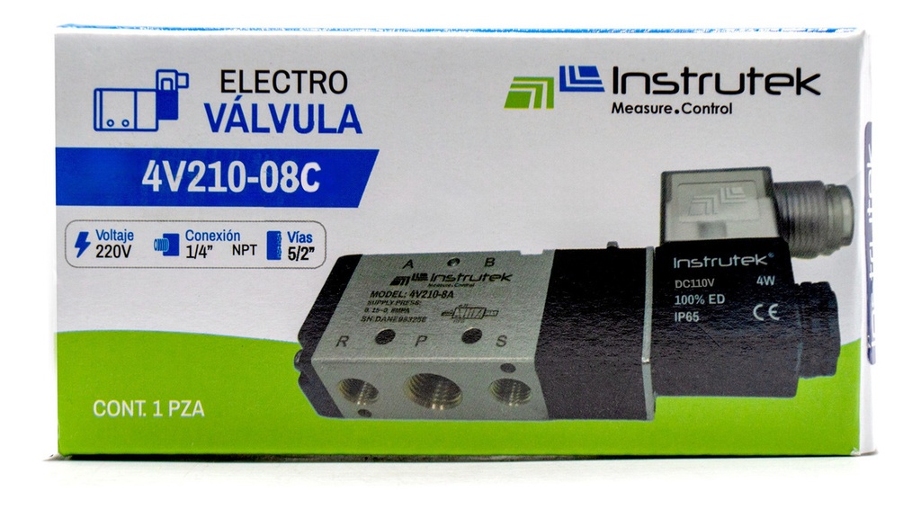 Electroválvula Neumática 5 Vías, 1/4 , 2 Posiciones 110v Ac