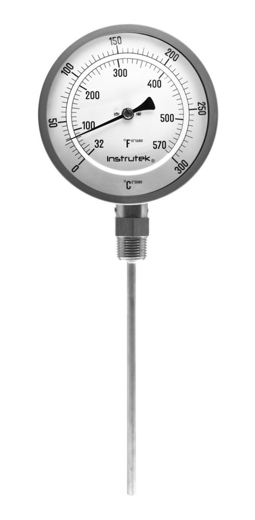Termómetro Horno 5 PLG 0 A 300°c Vástago 9 Rosca 1/2  Npt
