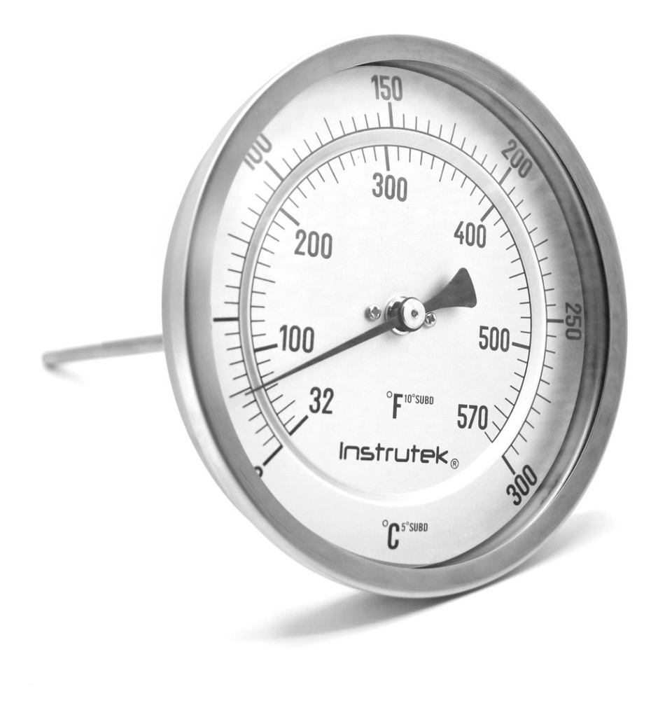 Termómetro Horno 5 PLG 0 A 300°c Vástago 4, Rosca 1/2 Npt