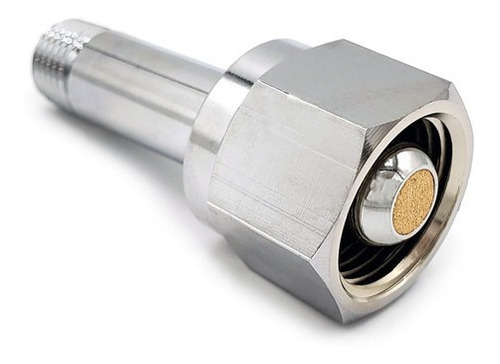 Tuerca y niple de latón cromado con longitud de 3.5", conexión tipo CGA540.