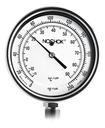 Termómetro 5 pulgadas, acero inoxidable, inferior, 1/2" NPT, con tornillo recalibrador y sello hermético, vástago 15", rango 0 a 200 F-C
