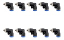 10 Pz De Conector/racor Rápido Neumático Codo M5 X 1/4
