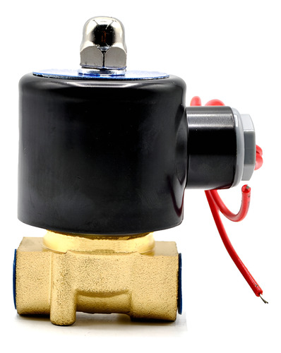 Válvula solenoide normalmente cerrada, cuerpo de latón, conexión a proceso de 3/8" NPT, 24 Volts corriente directa.