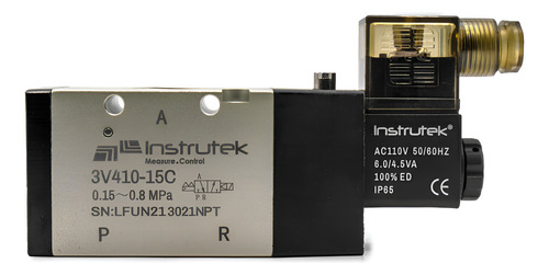 Electroválvula 3/2 vías, puertos de 1/2" NPT 110V