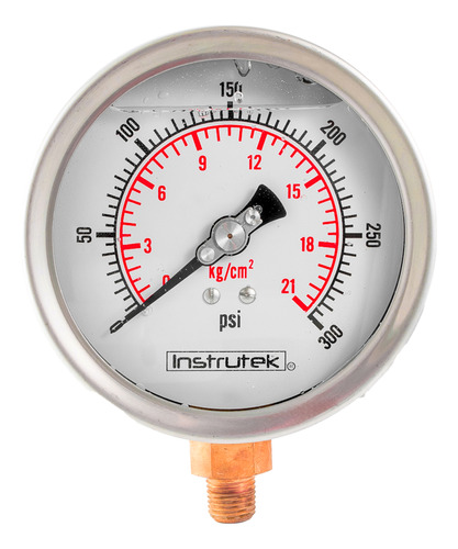 Manómetro 4", lleno de líquido (O.E.M.), 1/4" NPT, inferior, 300 psi-kg/cm2