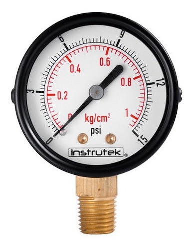 Manómetro 2", estándar, 1/4" NPT, inferior, 15 psi-kg/cm2