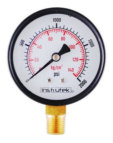 Manómetro 2.5", estándar, 1/4" NPT, inferior, 2000 psi-kg/cm2