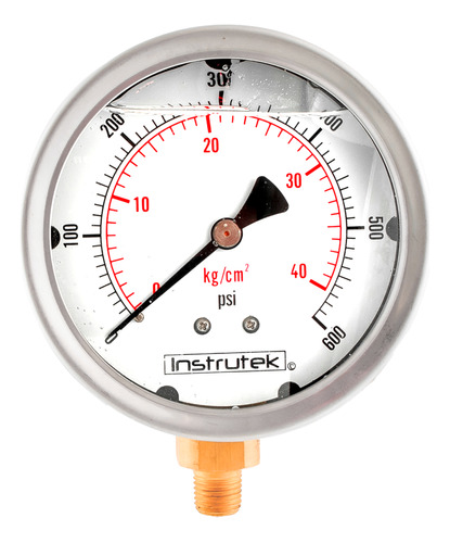 Manómetro 4", lleno de líquido (O.E.M.), 1/4" NPT, inferior, 600 psi-kg/cm2