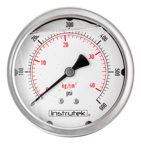 Manómetro 4", lleno de líquido (O.E.M.), 1/4" NPT, posterior, 600 psi-kg/cm2