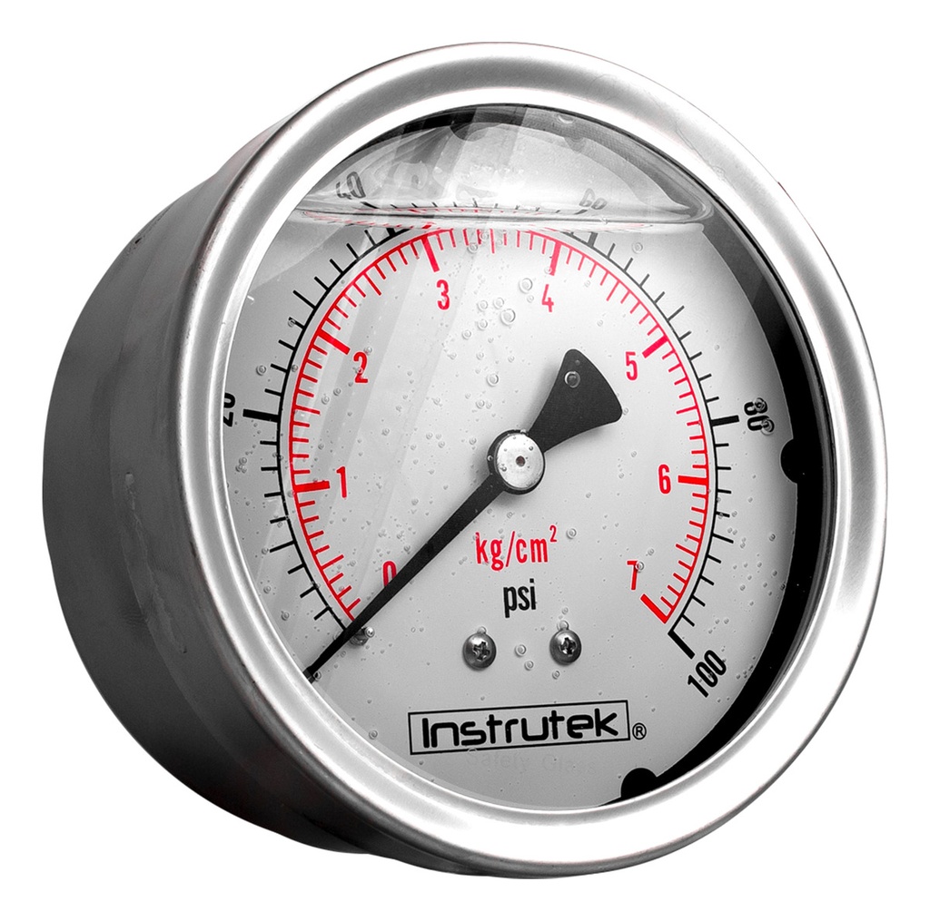 Manómetro Inox Glicerina 4 PLG, 100 Psi (aire, Agua)