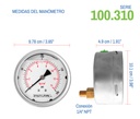 Manómetro Inox Glicerina 4 PLG, 200 Psi (aire, Agua)