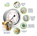 Manómetro Inox Glicerina 4 PLG, 30 Psi (aire, Agua)