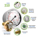 Manómetro Inox Glicerina 4 PLG, 600 Psi (aire, Agua)