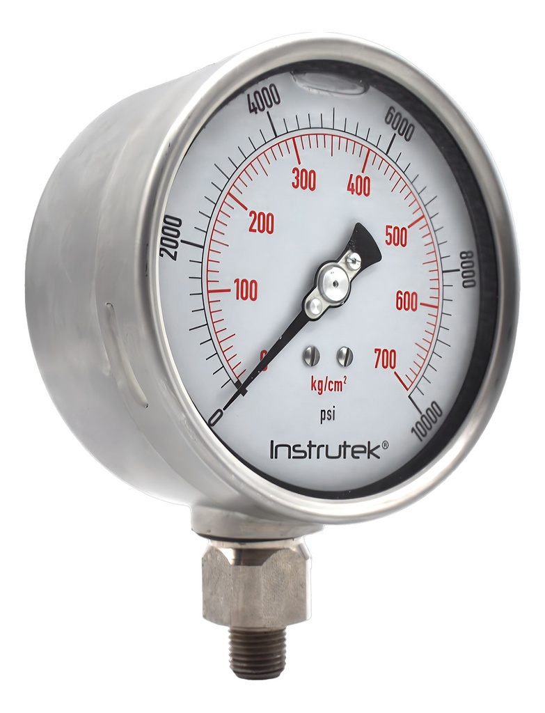 Manómetro Premium Inox Glicerina Carátula 4 PLG, 10000 Psi