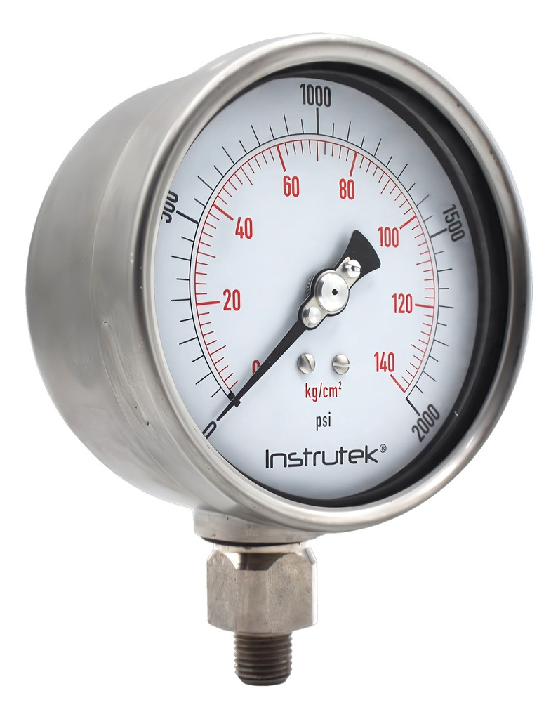 Manómetro Premium Inox Glicerina Carátula 4 PLG, 2000 Psi