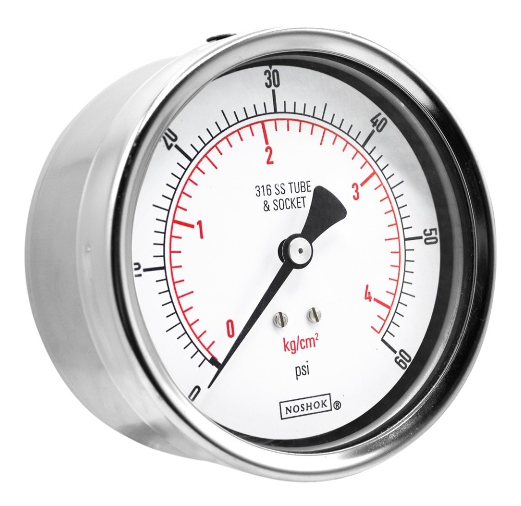 Manómetro Inox Noshok 4 PLG , 60 Psi, Conx. Posterior