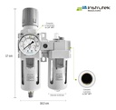 Filtro Regulador + Lubricador 3/4 Frl Compacto Con Manómetro