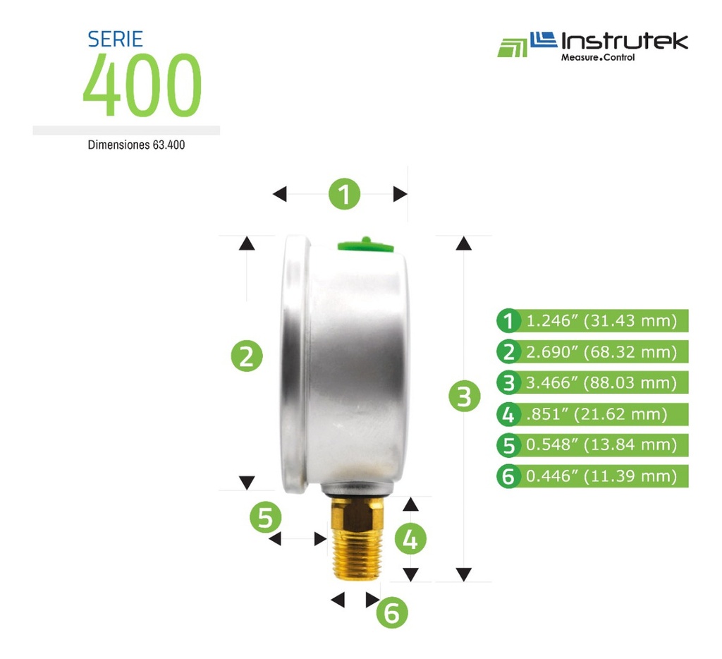 Manómetro Premium Inox Glicerina Carátula 2.5 PLG, 300 Psi