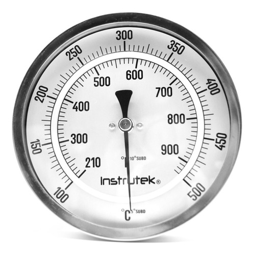 Termómetro 5 pulgadas, posterior, 1/2" NPT, vástago 9", rango 100 a 500 C-F