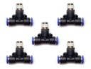 5pz Racor Rápido Neumático En Tee 1/4 Npt Macho X 8 Mm Mang.