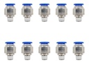 10 Pz De Conector/racor Rápido Neumático Recto 1/8 Npt X 3/8
