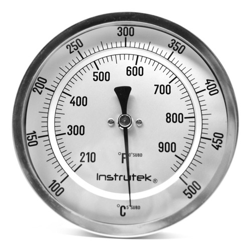 Termómetro 5 pulgadas, posterior, 1/2" NPT, vástago 4", rango 100 a 500 C-F
