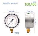 Manómetro Premium Inox Glicerina Carátula 4 PLG , 160 Psi