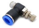 Conector / Regulador De Caudal Neumático Codo 1/8 Npt X 8mm