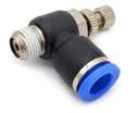 Conector / Regulador De Caudal Neumático Codo 1/8 Npt X 8mm