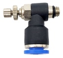 Conector / Regulador De Caudal Neumático Codo Rosca M6 X 1/4