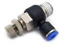 Conector /regulador De Caudal Neumático Codo 1/4 Npt X 4mm 