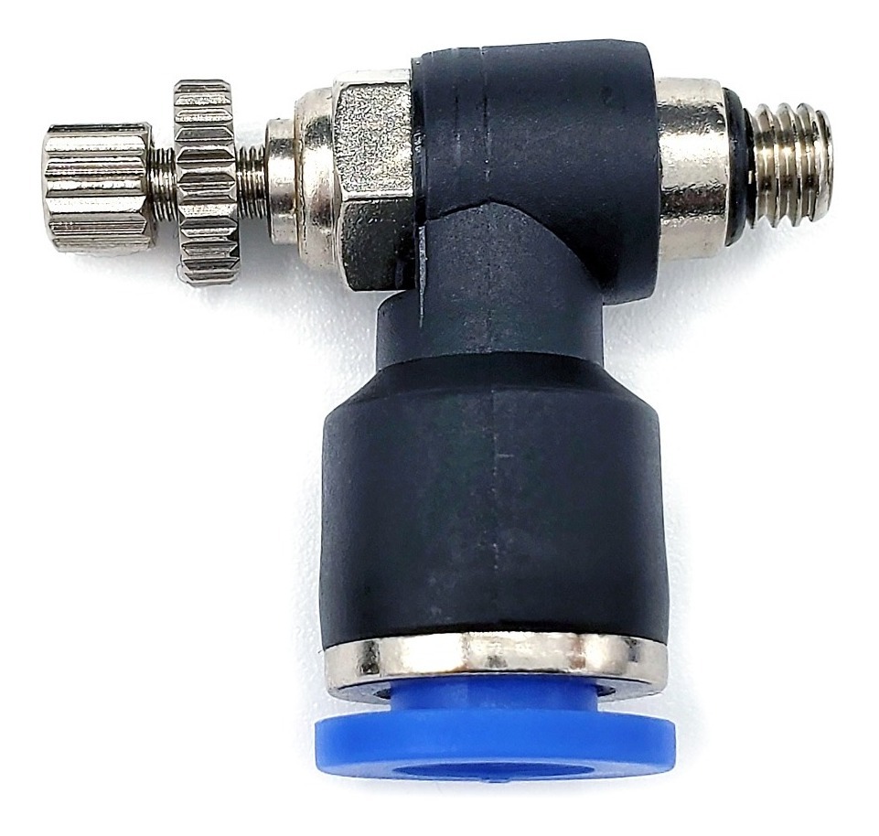 Conector / Regulador De Caudal Neumático Codo Rosca M5 X 6mm
