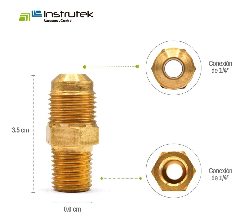 Conector Recto Macho En Latón Dorado 1/4  X 1/4   10 Pz