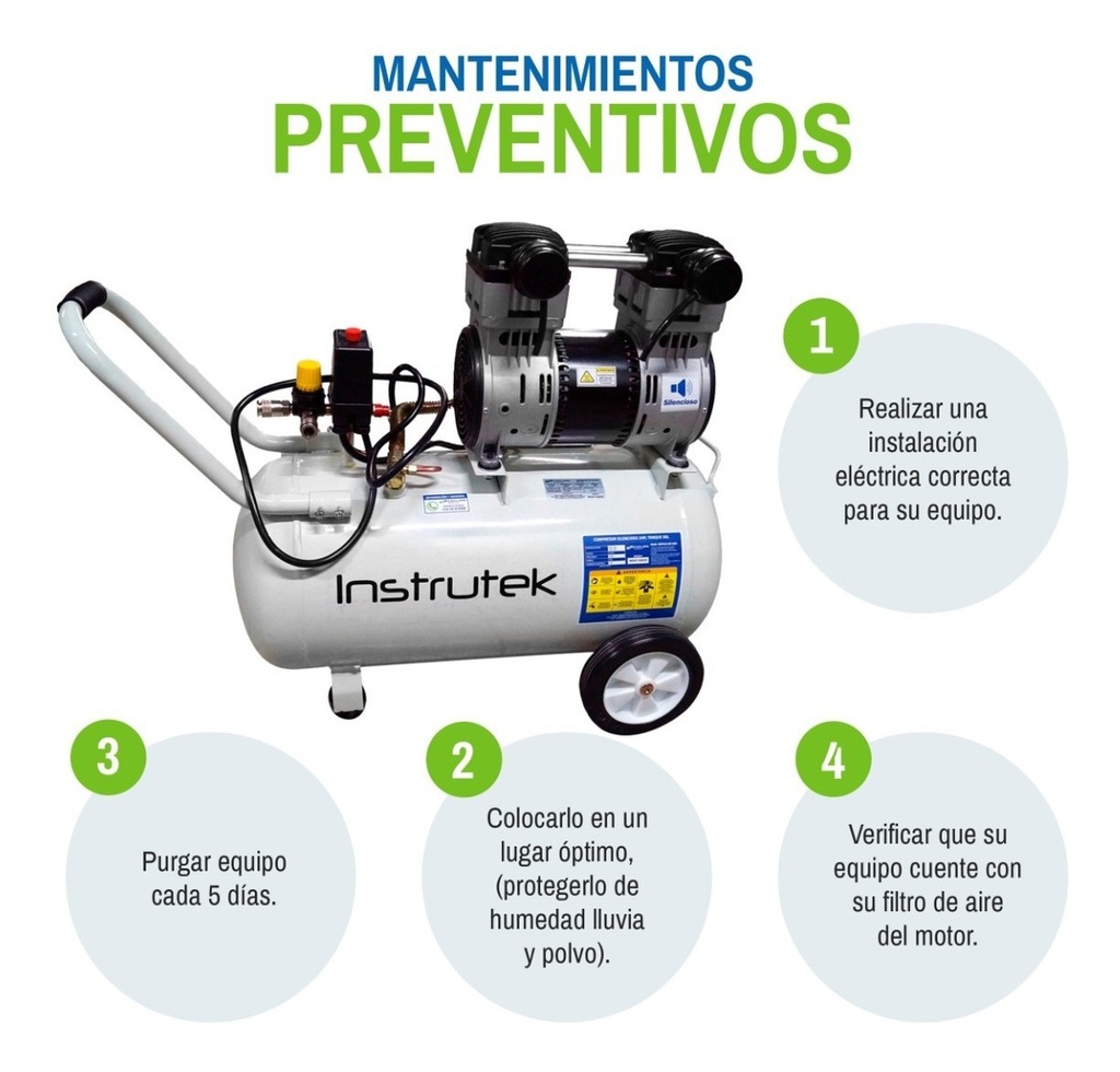 Compresor Dental Libre De Aceite 2 Hp Tanque 50 Lts