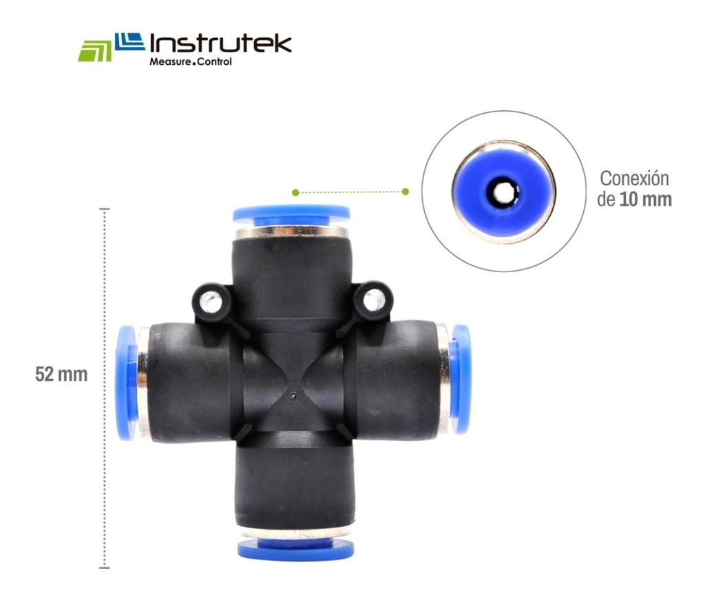 5 Pz Racor Unión Neumático En Cruz 10mm