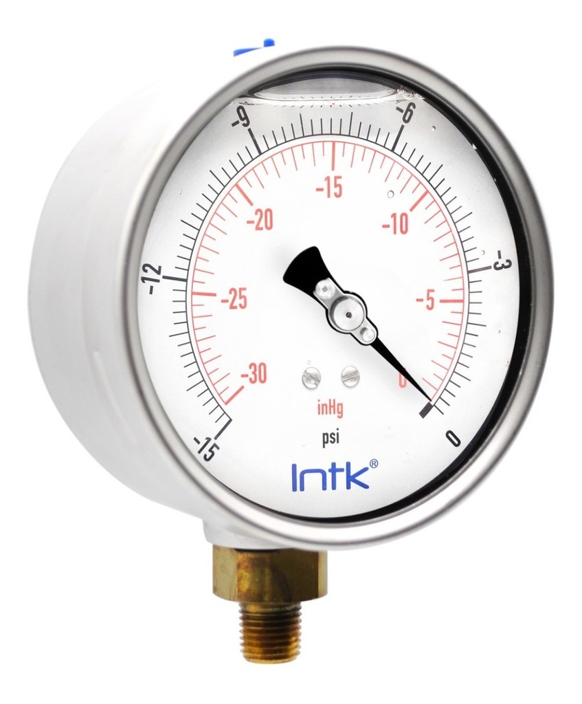 Vacuómetro Inox Glicerina 4 PLG ,-15 Inhg (aire, Agua)