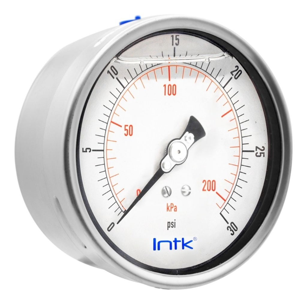 Manómetro Inox Intk 4 PLG , 30 Psi 200 Kpa, Conx. Posterior