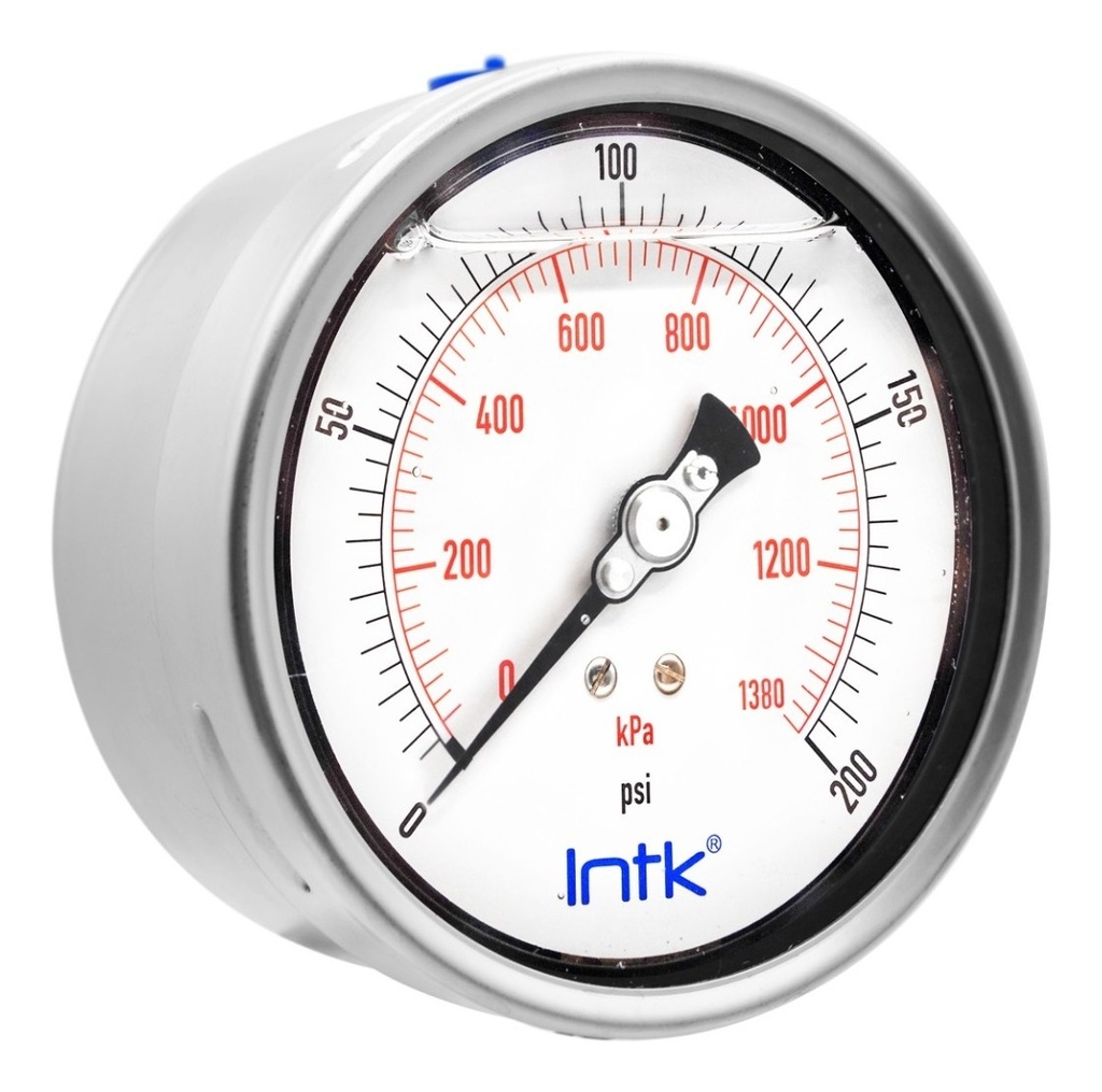 Manómetro Inox Intk 4 PLG , 200 Psi 1380 Kpa, Con. Posterior