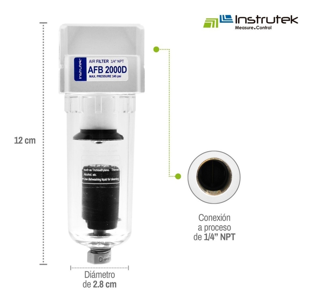 Filtro Separador De Agua Dren Automático, 145 Psi, Conex 1/4