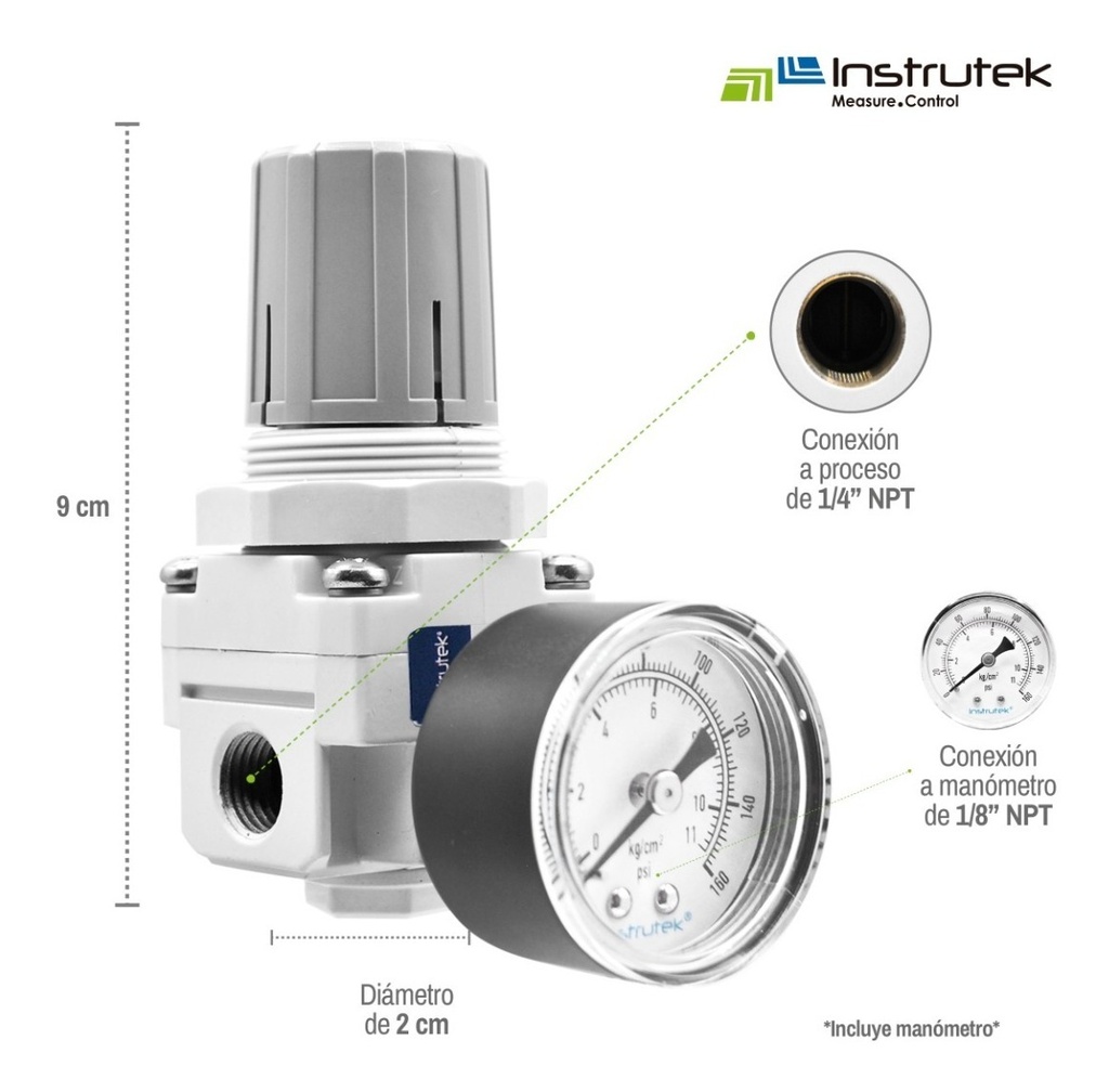 Regulador De Presión/aire, 145 Psi Conex 1/4 Con Manómetro