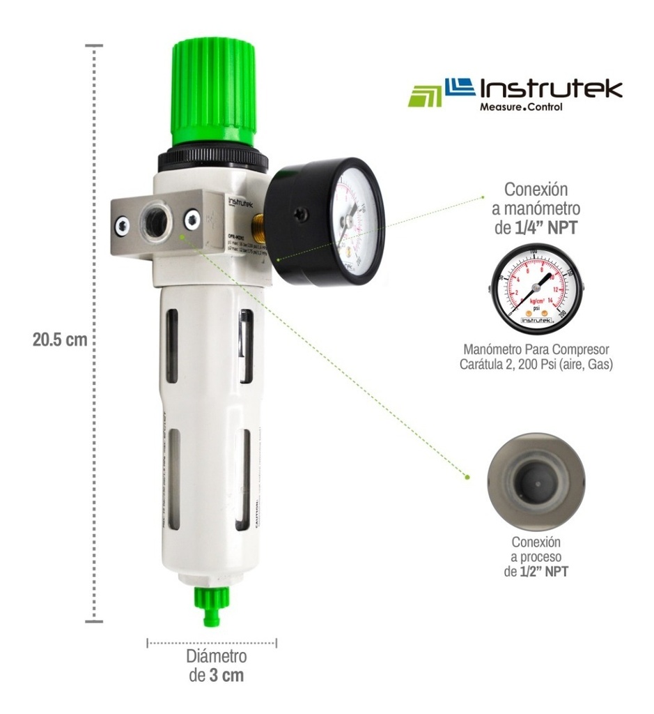 Filtro-regulador 1/4 Alta Presión P/ Compresor Con Manómetro